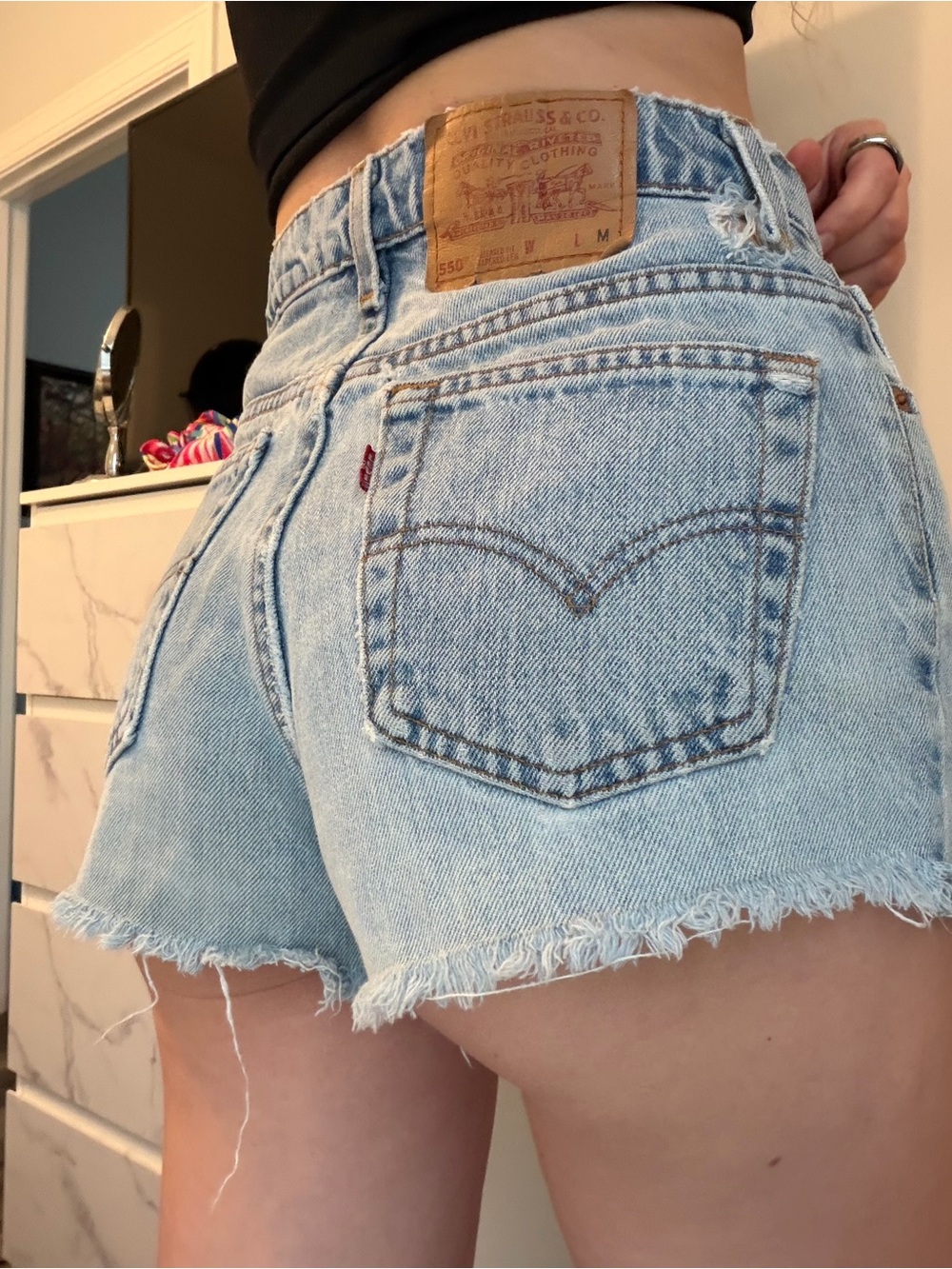 Levi's Light Wash High-Rise Cutoff Denim Shorts